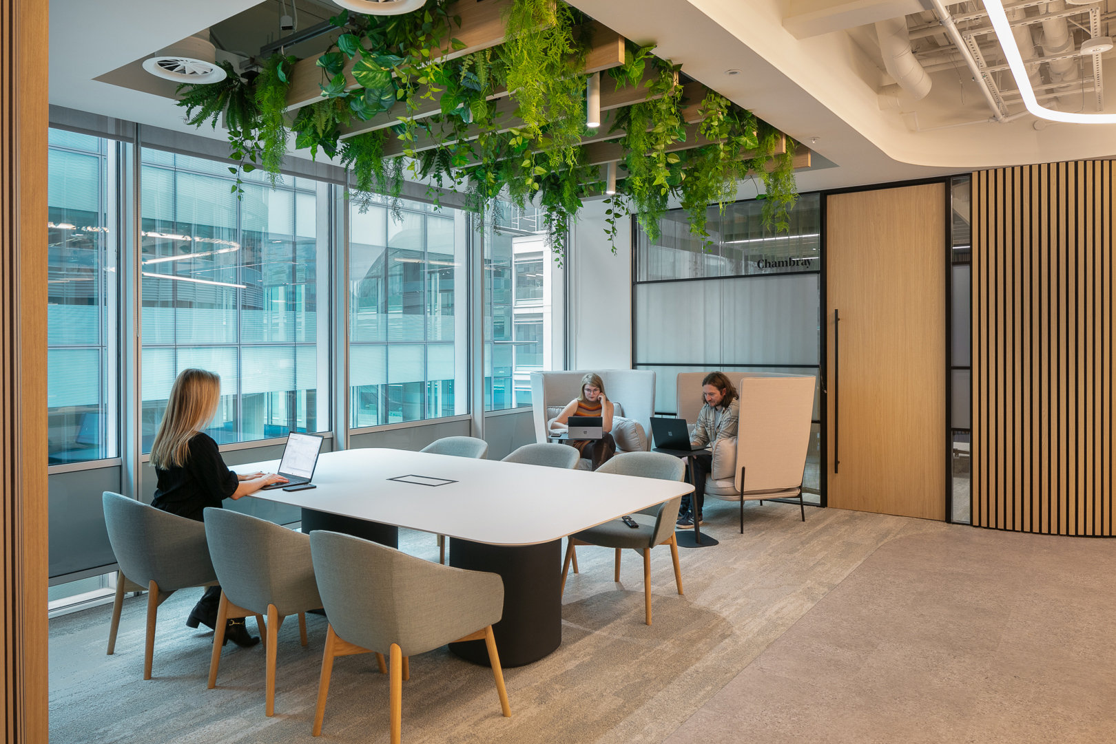 Modern office space with natural lighting representing professional wellness environment